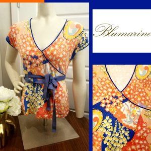 BLUMARINE - Asian Print Top w/ Tie - Medium